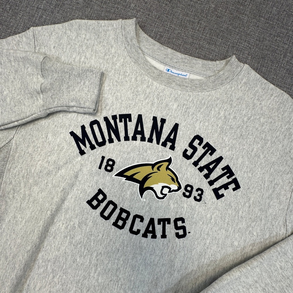 Montana State Bobcats Champion Reverse‎ Weave Sweatshirt Mens M Sleeve Logo Y2K